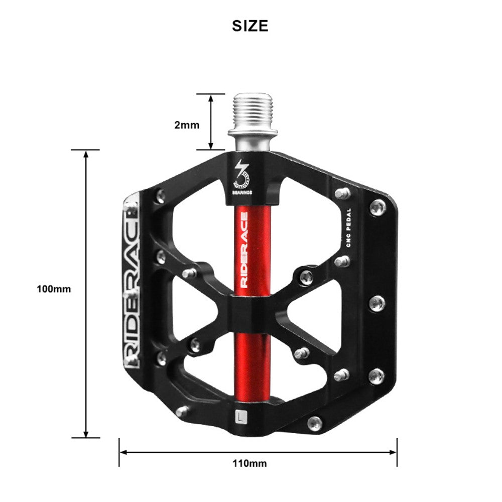 RIDERACE RN1527 Mountain Bike Pedals Aluminum Alloy Non-Slip 3-Bearing Pedals