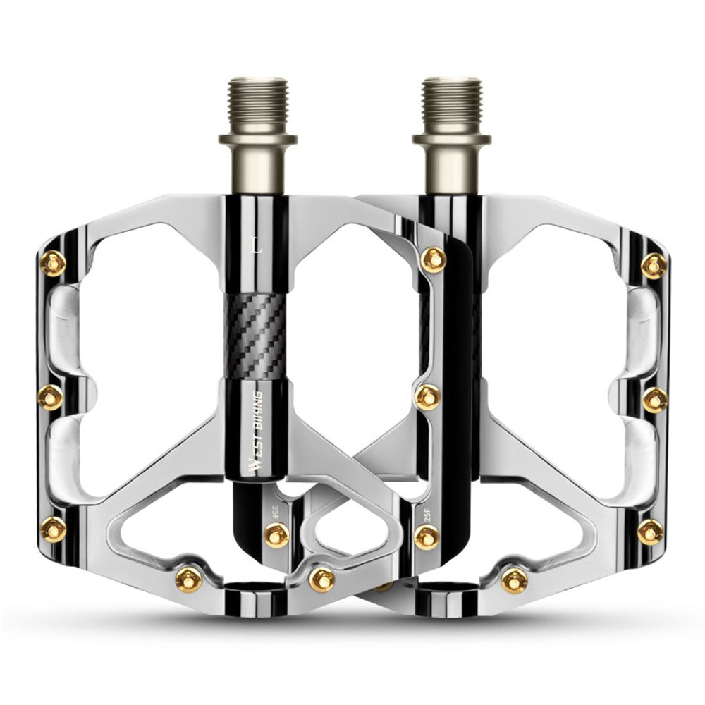 WEST BIKING 3 Bearings Mountain Bike Pedals Electroplated Aluminum Alloy Wide Platform Non-Slip Pedals, Black Axis