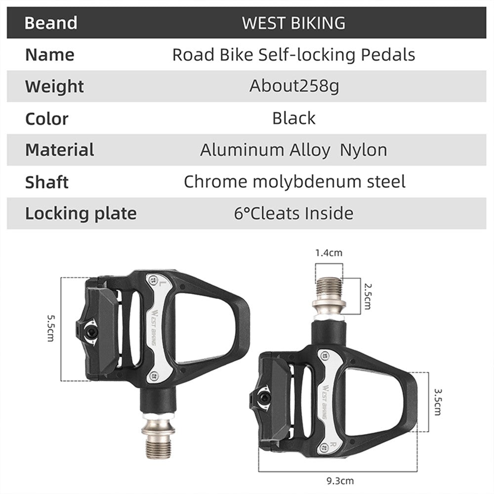 WEST BIKING YP0802116 1 Pair Chrome Molybdenum Steel Self-locking Bicycle Pedals with SPD Cleats