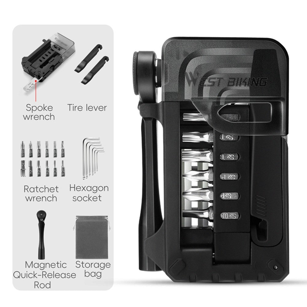 WEST BIKING YP0719453 Portable Bicycle Ratchet Wrench Set Multifunctional Bike Repair Tool Kit
