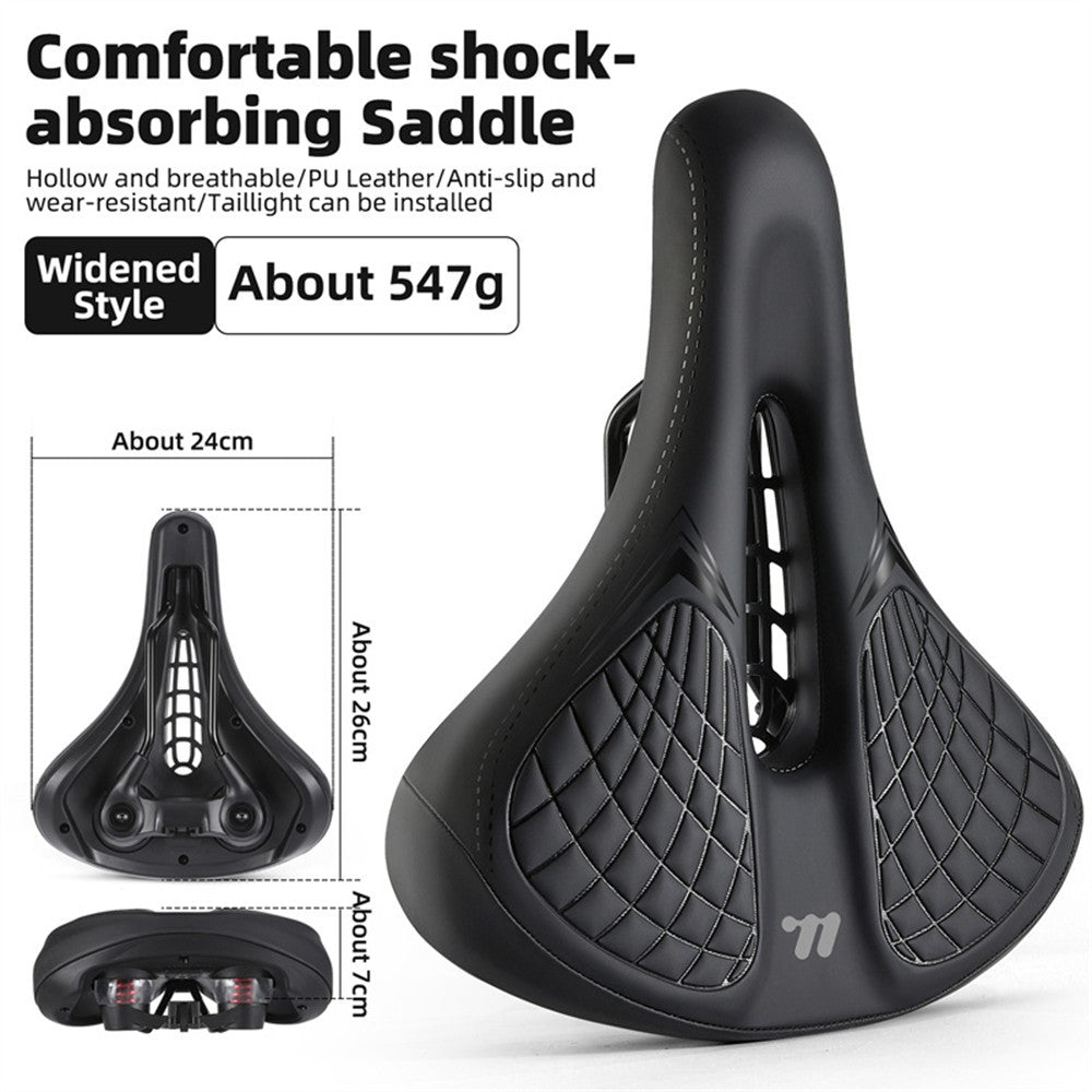 WEST BIKING Bicycle Saddle Wide Comfort Seat Shock Absorbing Spring Cushion with Taillight Mount