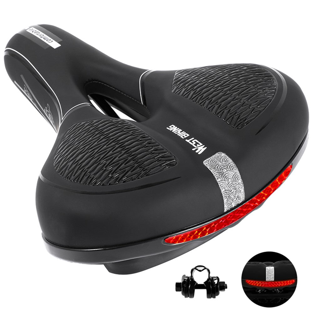 WEST BIKING Bicycle Saddle Reflective Soft PU Leather MTB Shockproof Seat Cushion