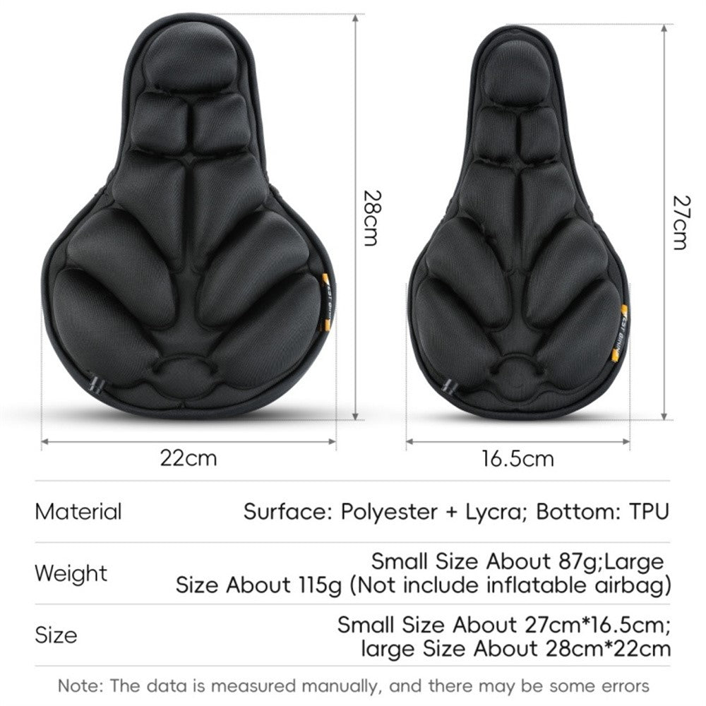 WEST BIKING YP0801260 Size L Inflatable 3D Air Cushion Bike Seat for Mountain Bike Shockproof Cycling Saddle Pad