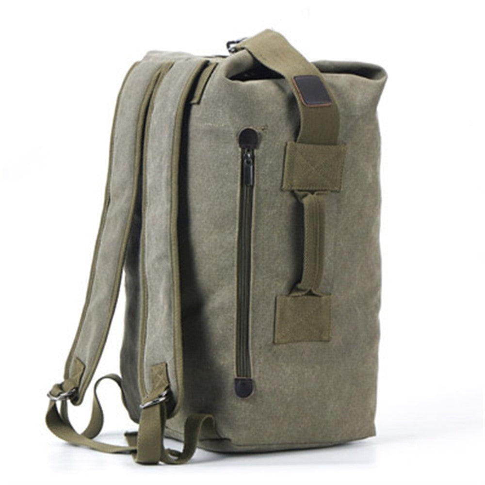 Stylish Men Canvas Rucksack Large Capacity Outdoor Travel Backpack, Upgraded Version Size S