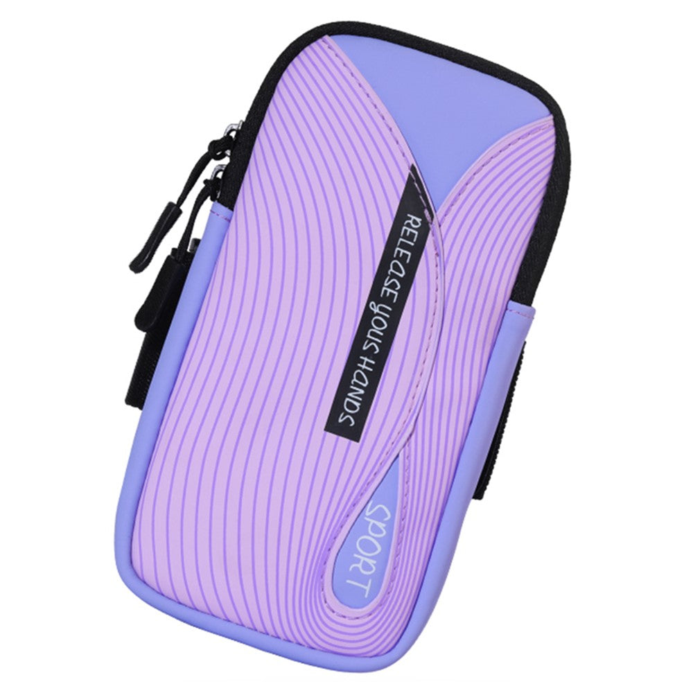 Cell Phone Armband for 6.8'' Phone PU Leather + Polyester Sweatproof Sports Arm Pouch Bag with Adjustable Elastic Band
