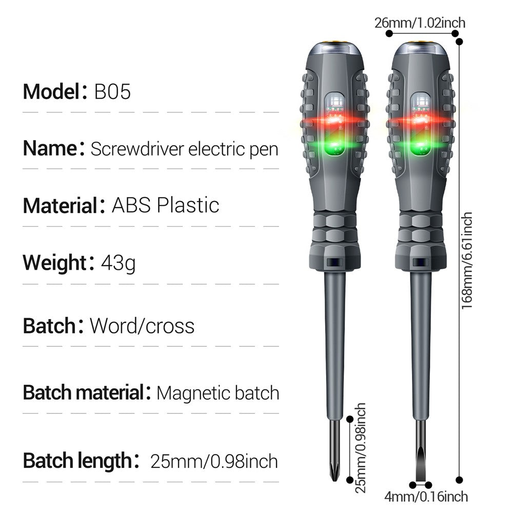 ANENG B05 Flat / Cross Screwdriver Set Lightweight Portable Electric Pen Tester with LED Light