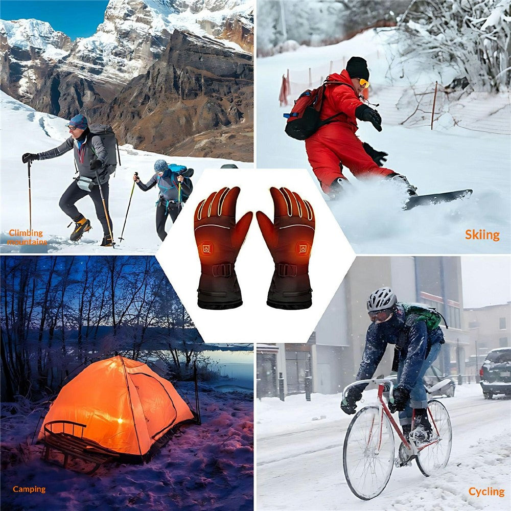 Electric Heated Gloves with 2x 5000mAh Battery Touchscreen Waterproof Rechargeable Warm Gloves for Winter Outdoor