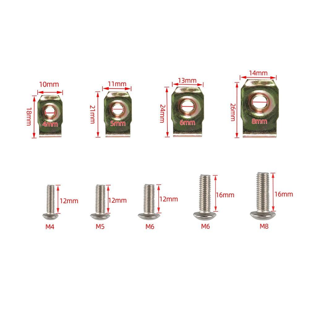 A7573 115PCS M4 M5 M6 M8 Hammer Head Drop U-Nut Clip Assortment Kit with Plastic Box