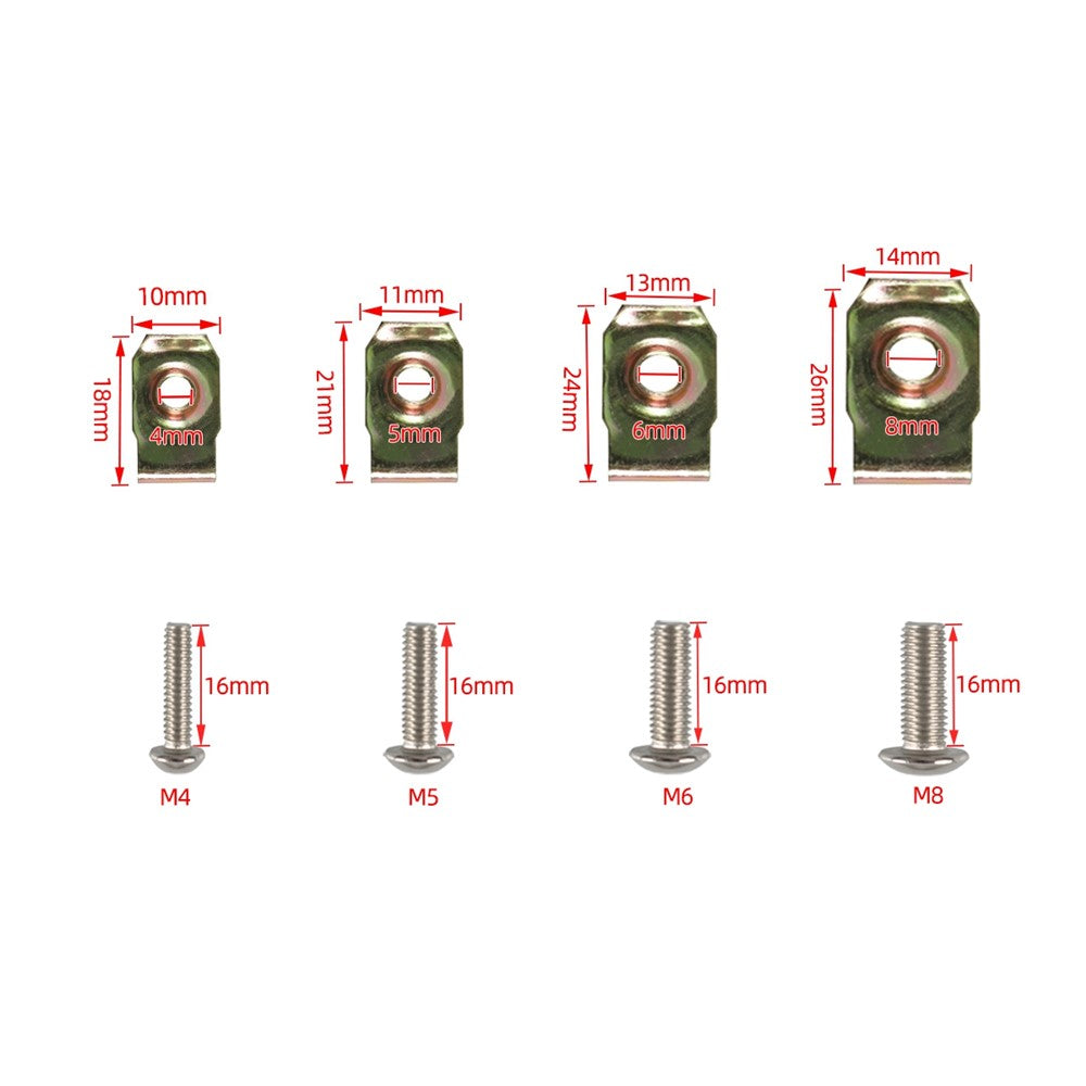 A7509 130PCS M4 M5 M6 M8 Thread Sliding Nuts Clips Assortment Kit Screws with Plastic Box