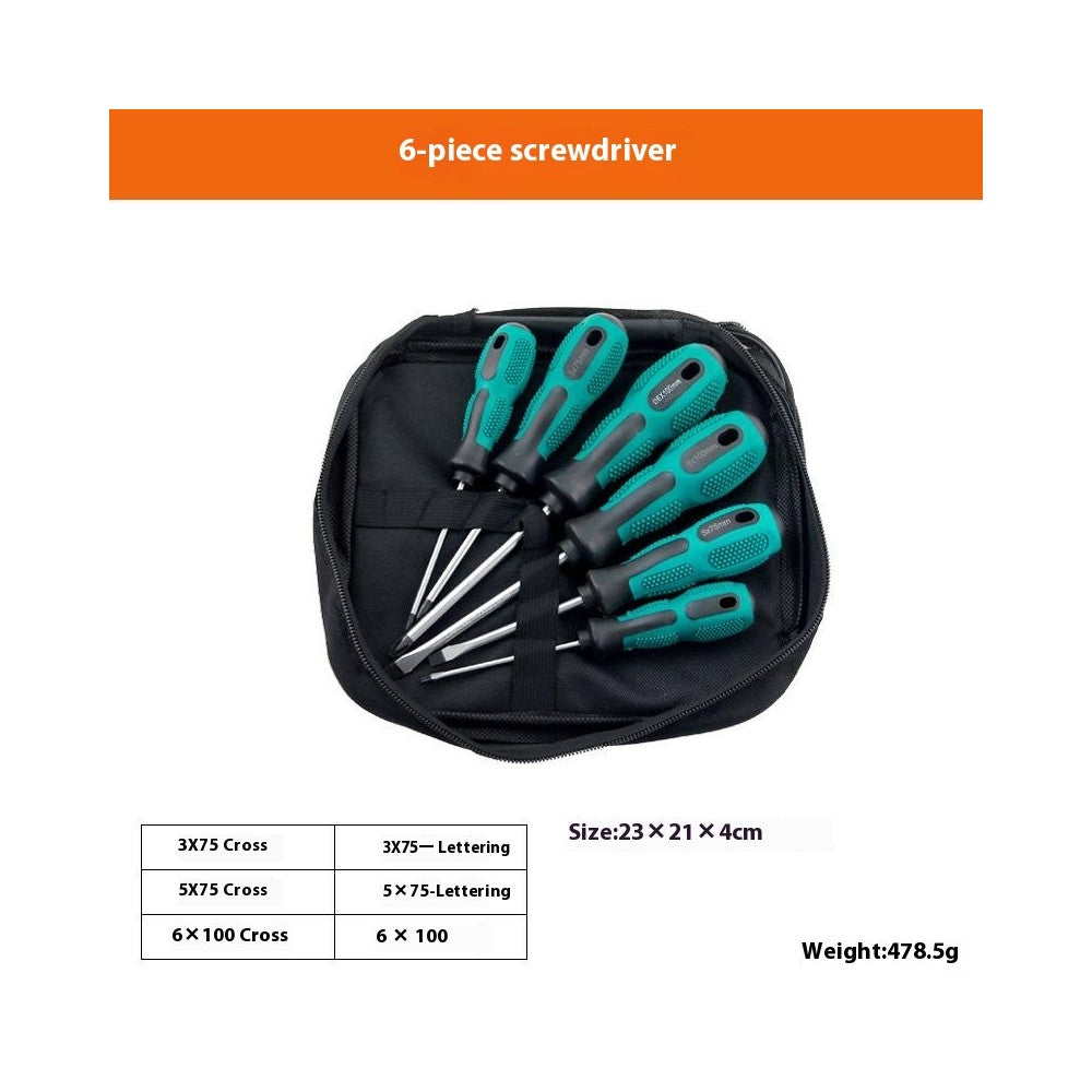 6 PCS Screwdriver Set Two Tone Rubber Handle Magnetic Phillips / Flathead Multi-Function Repair Tool