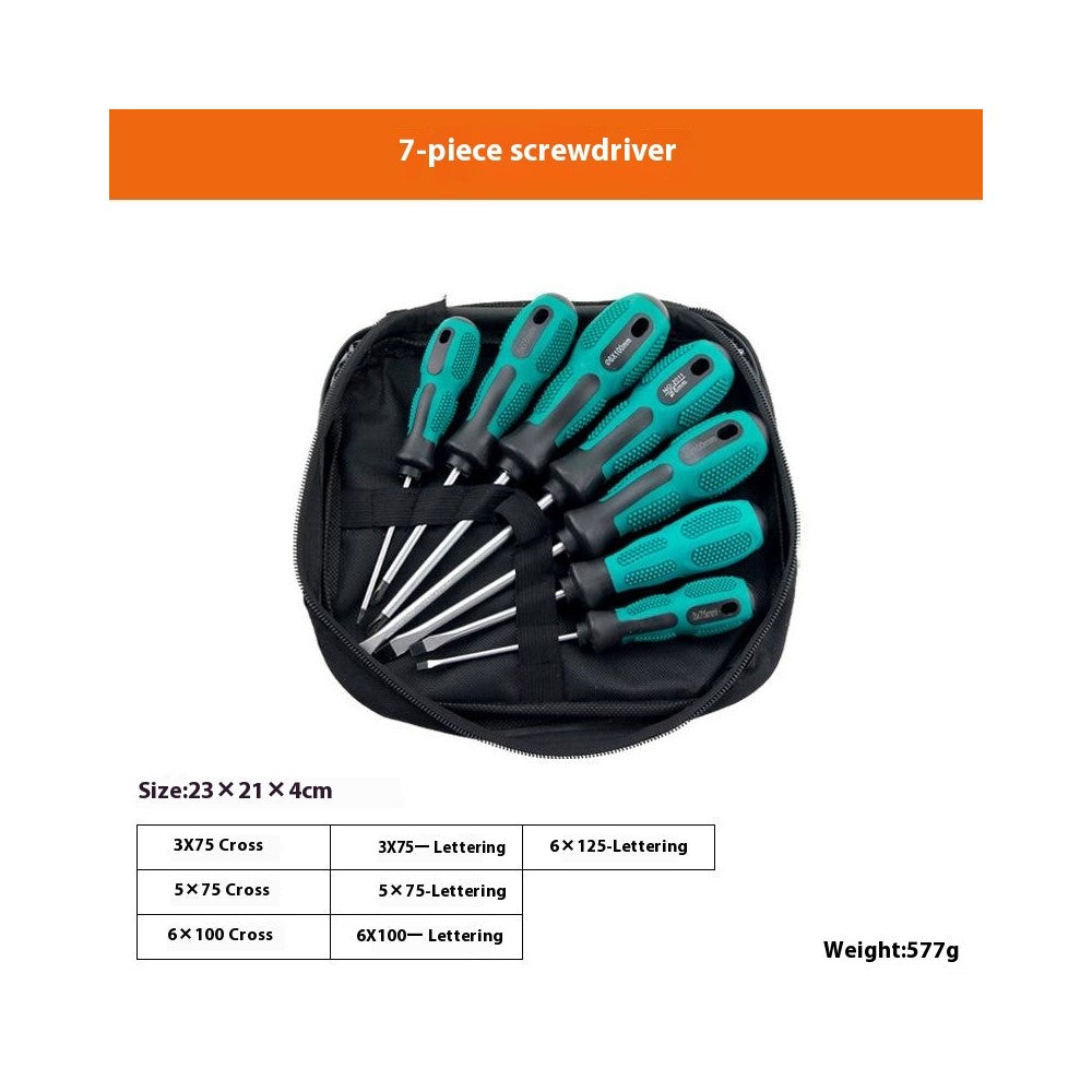 7 PCS Screwdriver Set Two Tone Rubber Handle Magnetic Phillips / Flathead Multi-Function Repair Tool