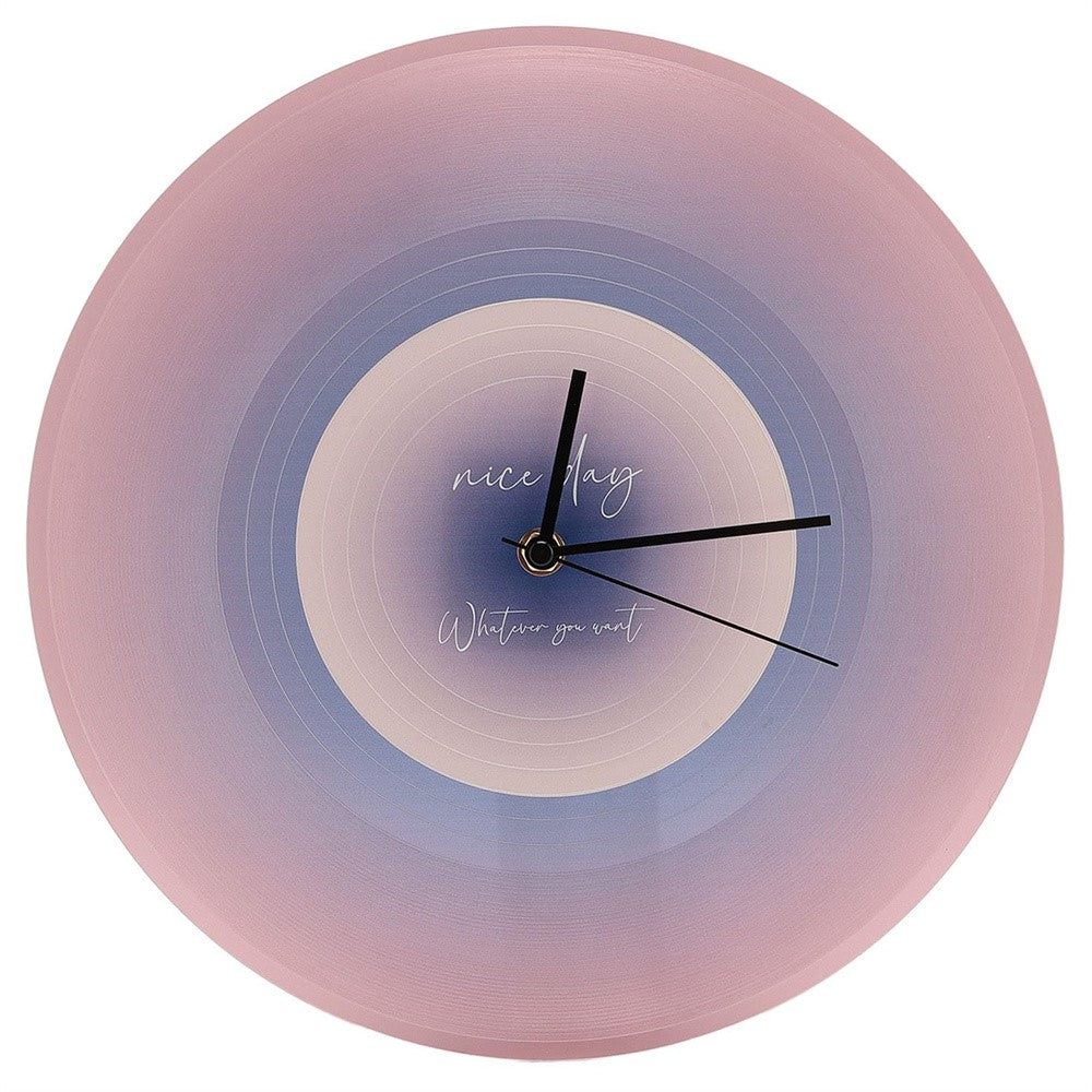12 inch Music Record Wall Art Clock Translucent Silent Round Clocks Home Decor (No Battery)