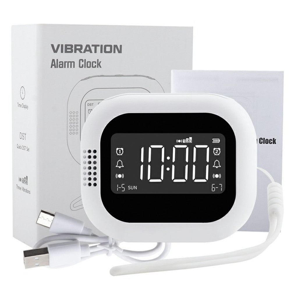 TS-BC700 Portable Vibrating Alarm Clock Multifunction Rechargeable Vibration Clock for Deaf / Elderly / Heavy Sleepers