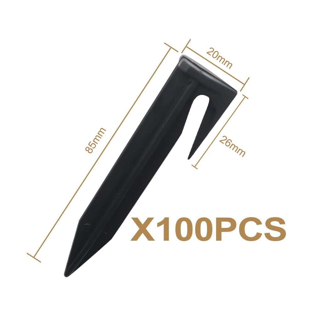 100Pcs 8.5cm Lawn Mower Ground Staples Edging Stakes Plastic Yard Garden Boundary Wire Anchor Pegs