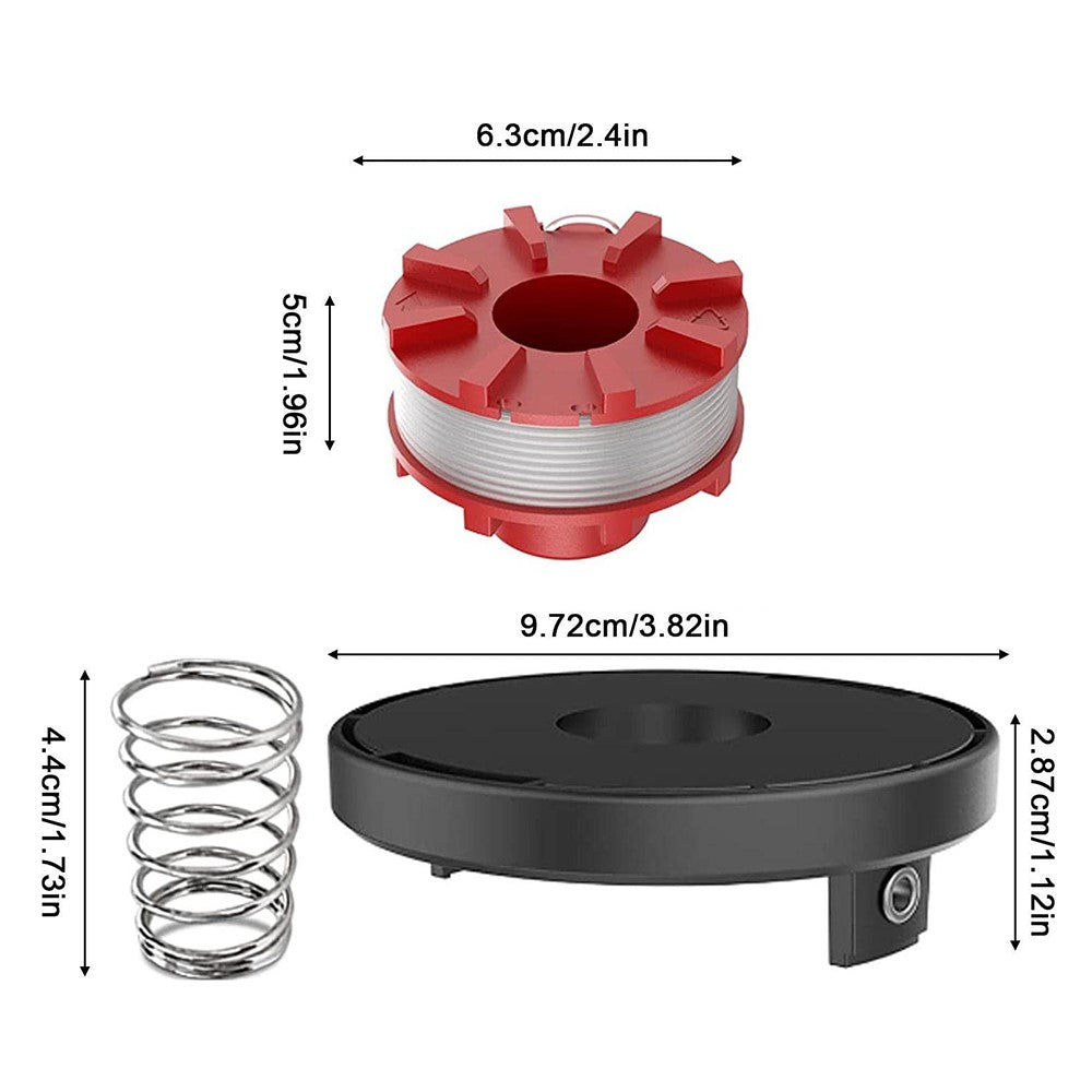 For Einhell CE-CT 36 / 30 Li E-Solo / Agillo 36 / 255 BL / Agillo 18 / 200 Lawn Mower Spool + Cap + Spring Set