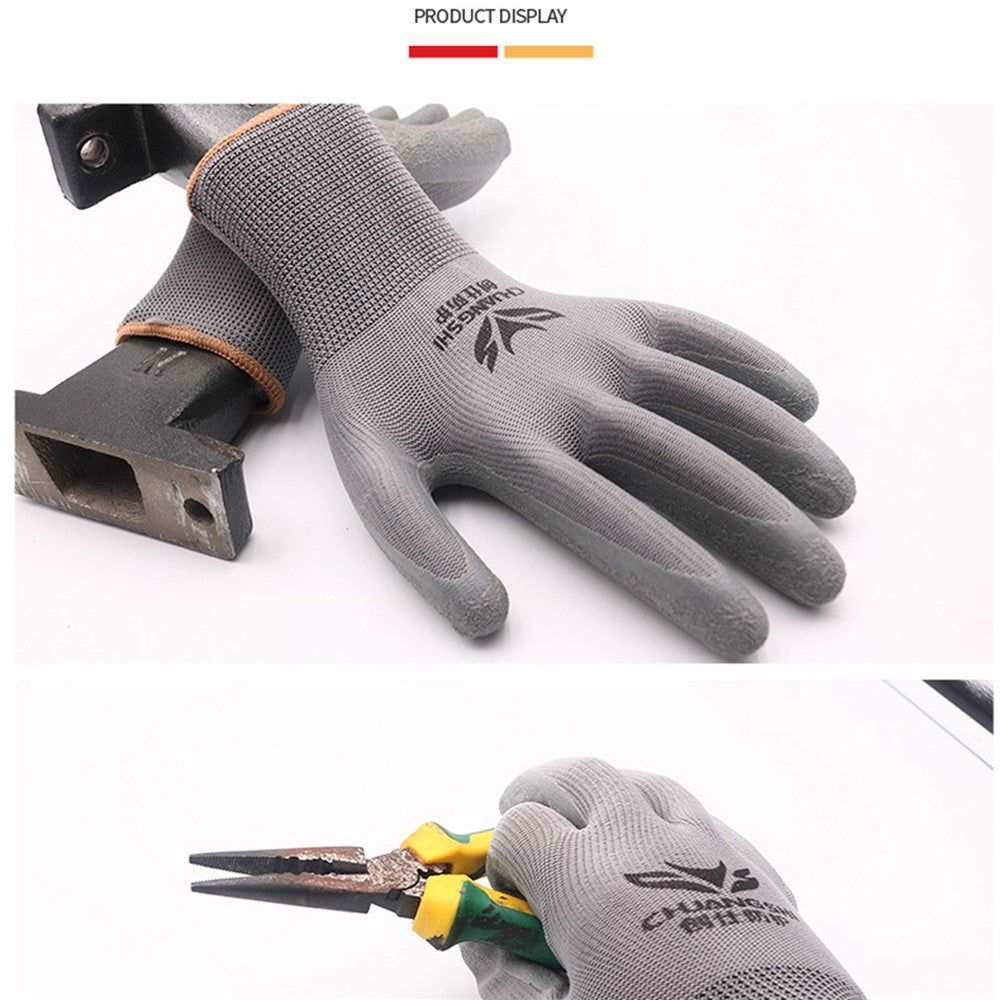 CHUANGSHI 12 Pairs Latex+Nylon Gloves Construction Site Labor Protection Gloves