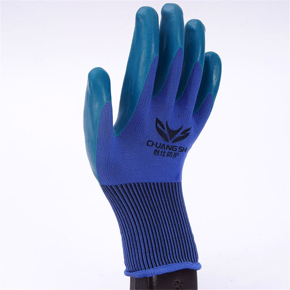 CHUANGSHI 12 Pairs Latex Safety Gloves Non-Slip Breathable Gloves for Industrial Work