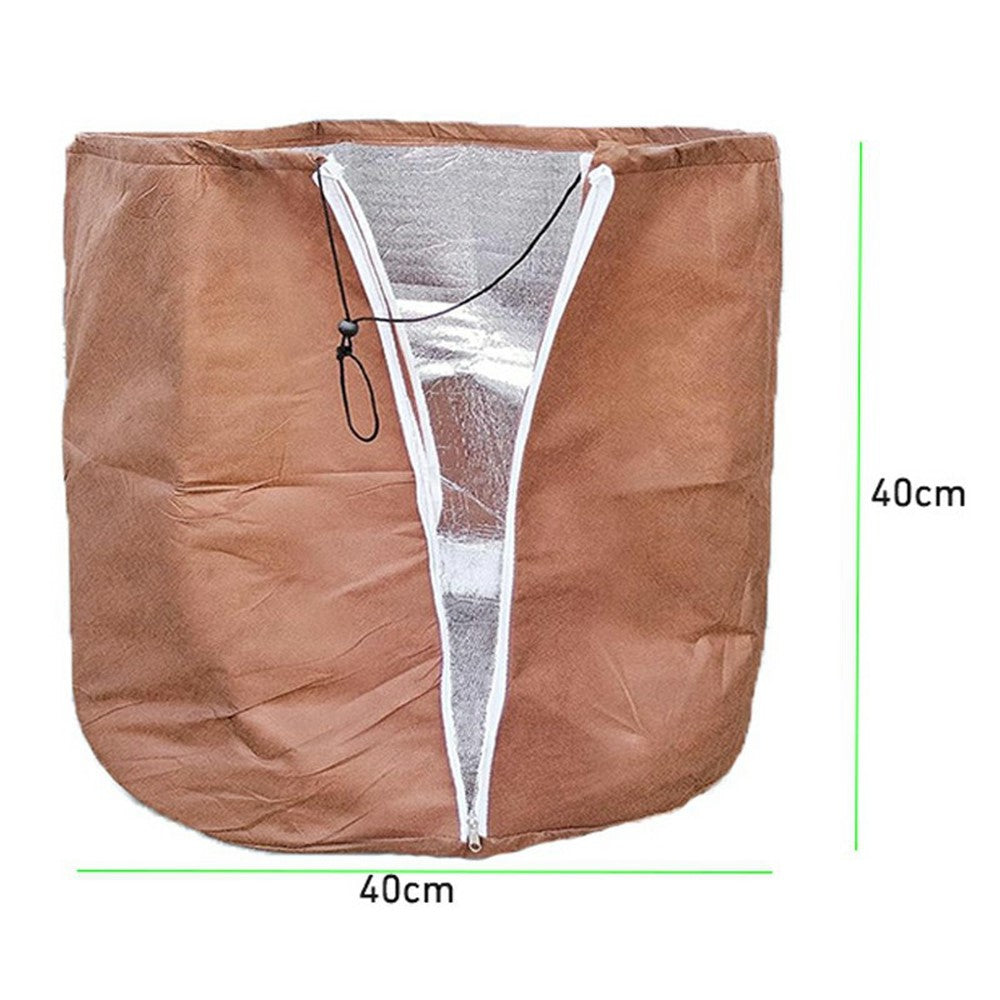 Plant Pot Cover Winter Protection Bag Frost Guard Cover with Zipper Drawstring, 40x40cm