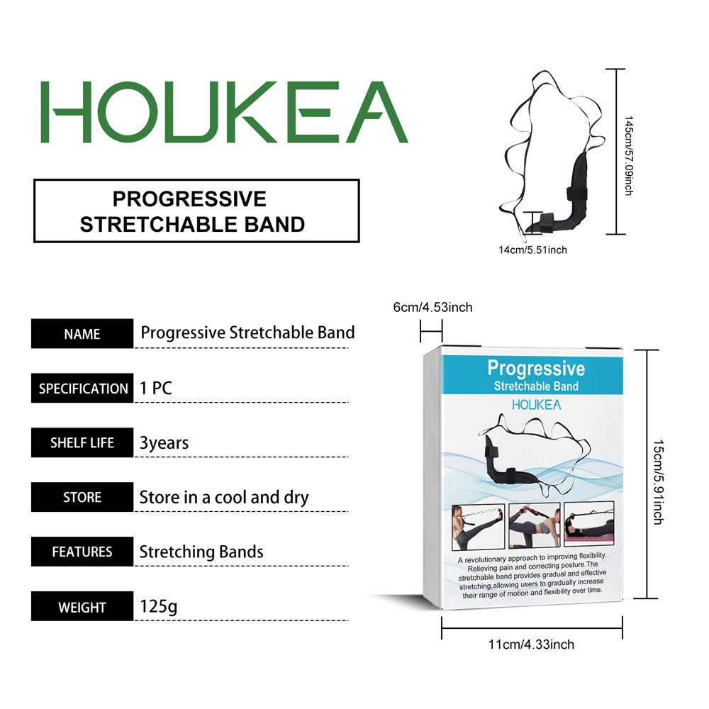 HOUKEA HKB08-A007-1-WH1 Progressive Stretchable Belt Body Shaping Yoga Stretching Ankle Tension Rope