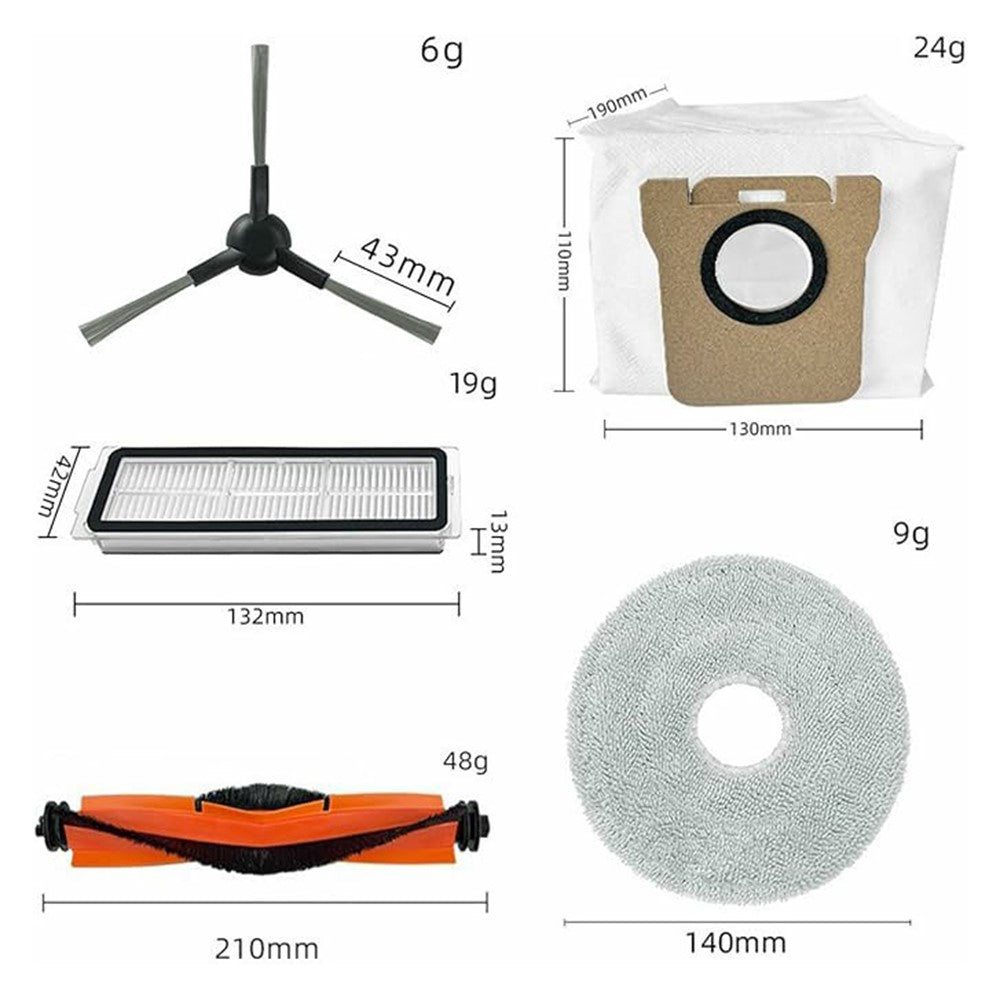 9Pcs / Set For Xiaomi Robot Vacuum X20 Pro / X20 Max Replacement Parts Kit with Main Brush Side Brush Filter Mop Cloth Dust Bag