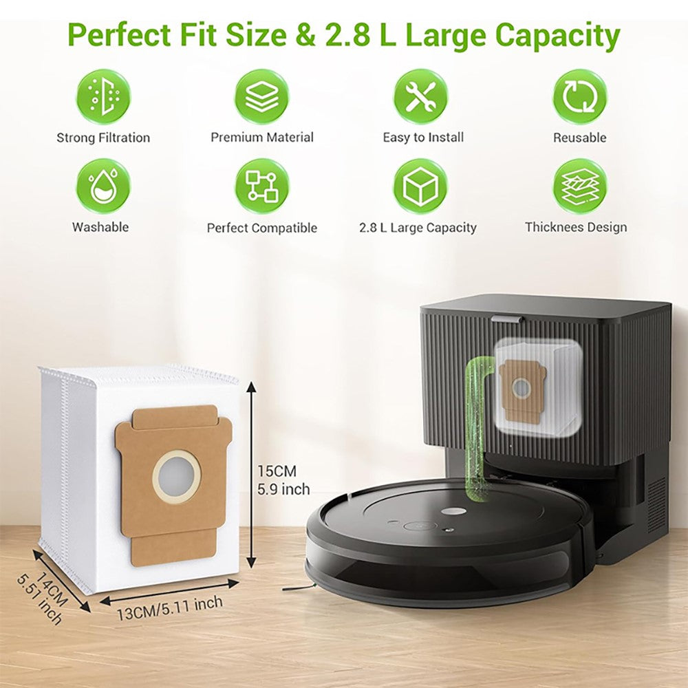 JUNSUNMAY 6Pcs For iRobot Roomba Plus 505 Combo / 405 Combo 2.8L Dust Bags Robot Vacuum Replacement Part