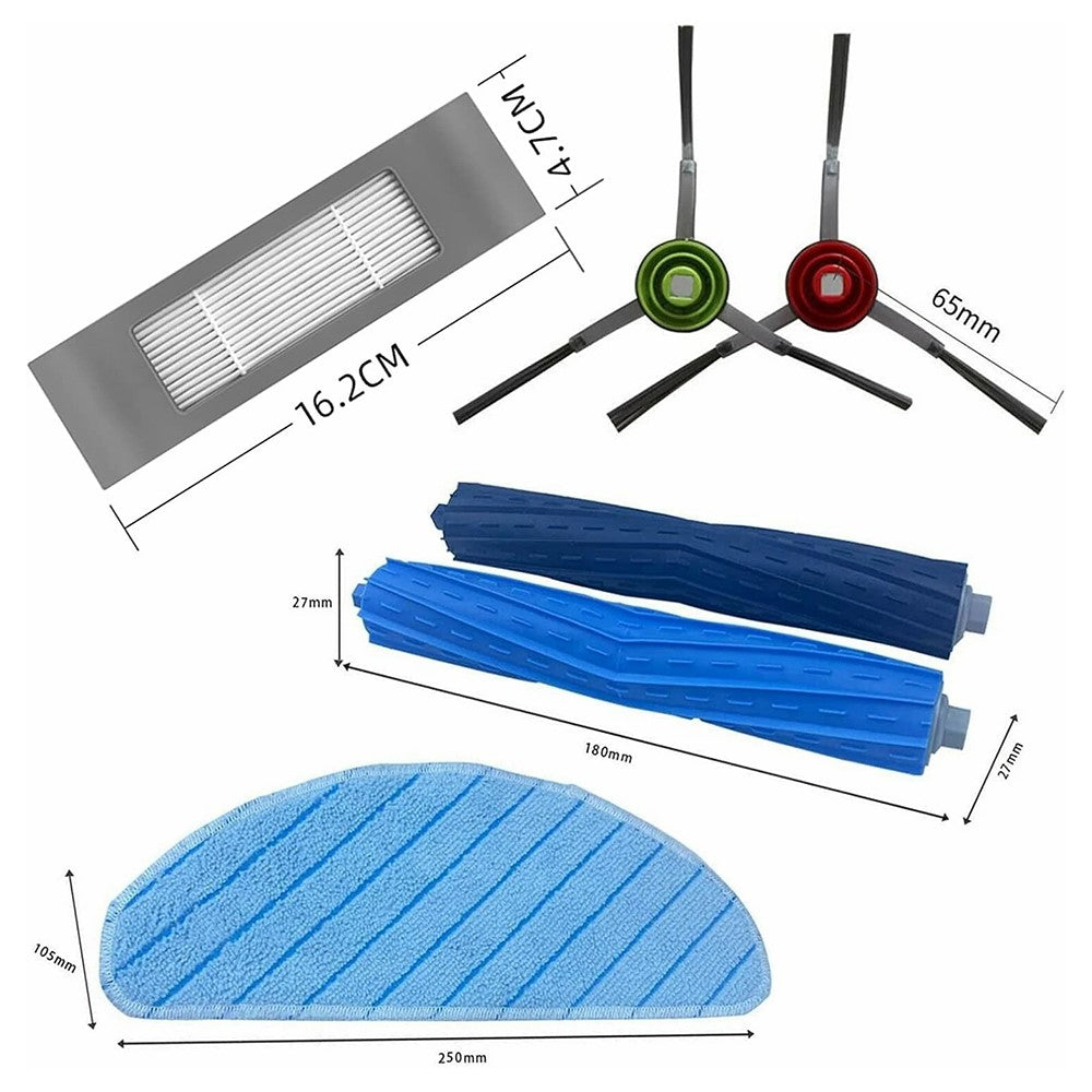 16Pcs / Set For Ecovacs DEEBOT T9 AIVI / T9 AIVI+ Main Brush Side Brush Filter Mop Cloth Replacement Kit