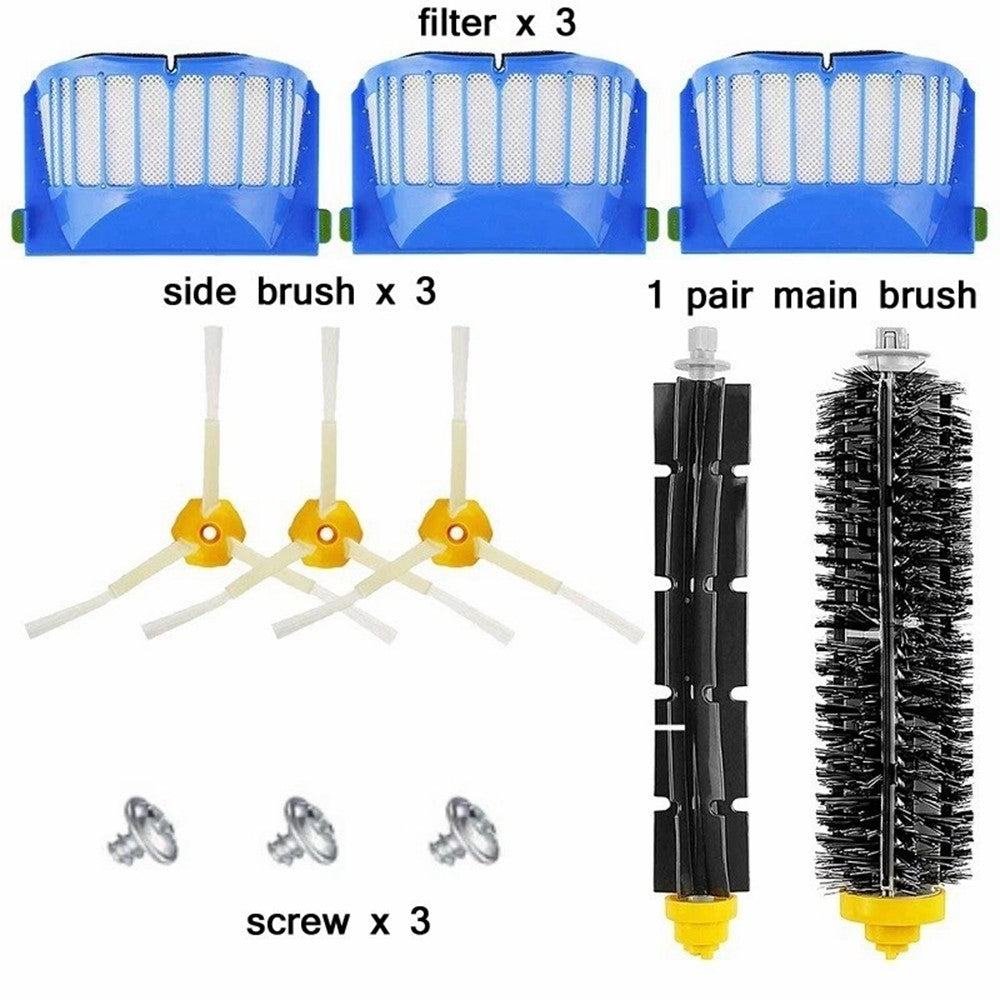 10Pcs Replacement Parts Kit for iRobot Roomba 610 / 620 / 630 / 650 / 660 Main Brush Side Brush Filter Set
