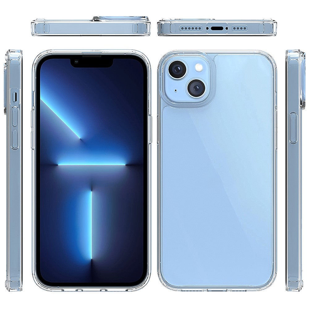 For iPhone 14 Plus 6.7 inch Scratch Resistant Mobile Phone Case Transparent Hard Acrylic Back + Soft TPU Edge Cover