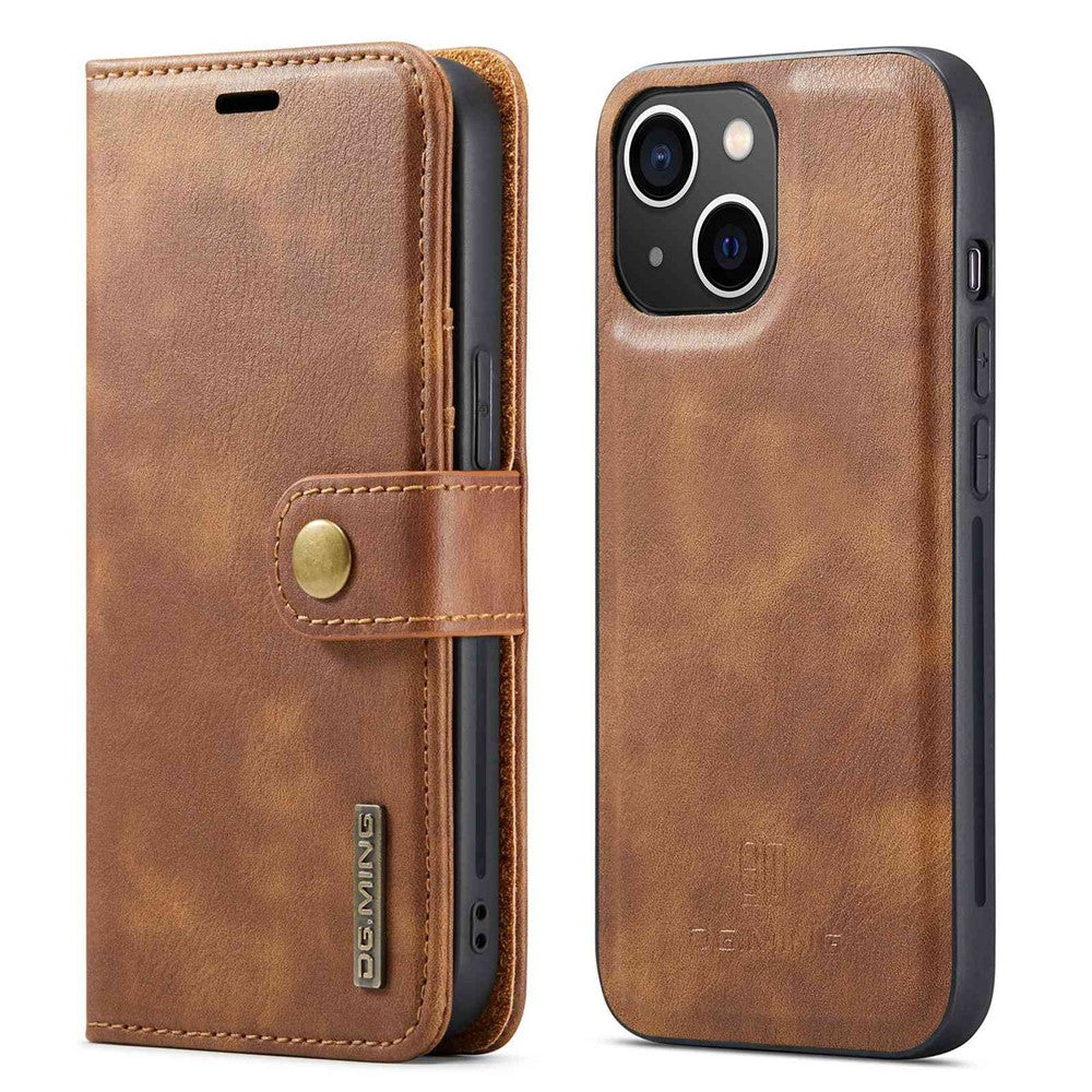 DG.MING For iPhone 14 Plus 6.7 inch Split Leather Magnetic Detachable Flip Case Stand Feature Purse Protection Wallet Cover