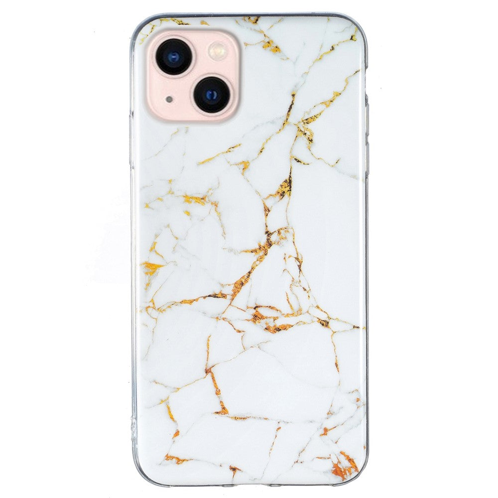Soft TPU Case for iPhone 14 Plus 6.7 inch, IMD Marble Pattern Shockproof Anti-fall Mobile Phone Shell