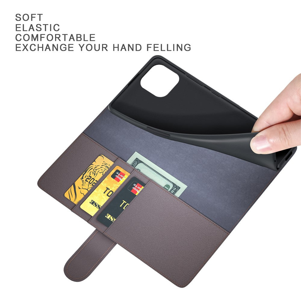 For iPhone 14 Plus Case Genuine Split Leather Phone Cover with Wallet Stand
