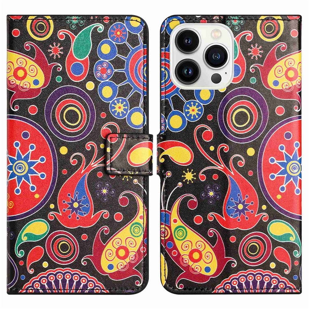 For iPhone 14 Pro Max 6.7 inch Pattern Printing Wallet Case PU Leather Stand Magnetic Closure Folio Flip Cover