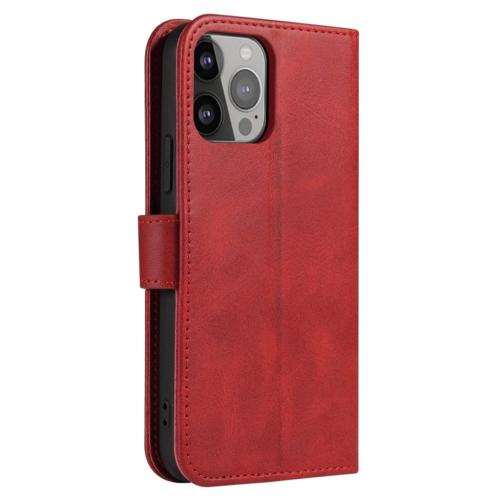 For iPhone 14 6.1 inch Anti-fall Calf Texture Phone Cover PU Leather Mobile Phone Flip Wallet Stand Case with Magnetic Buckle