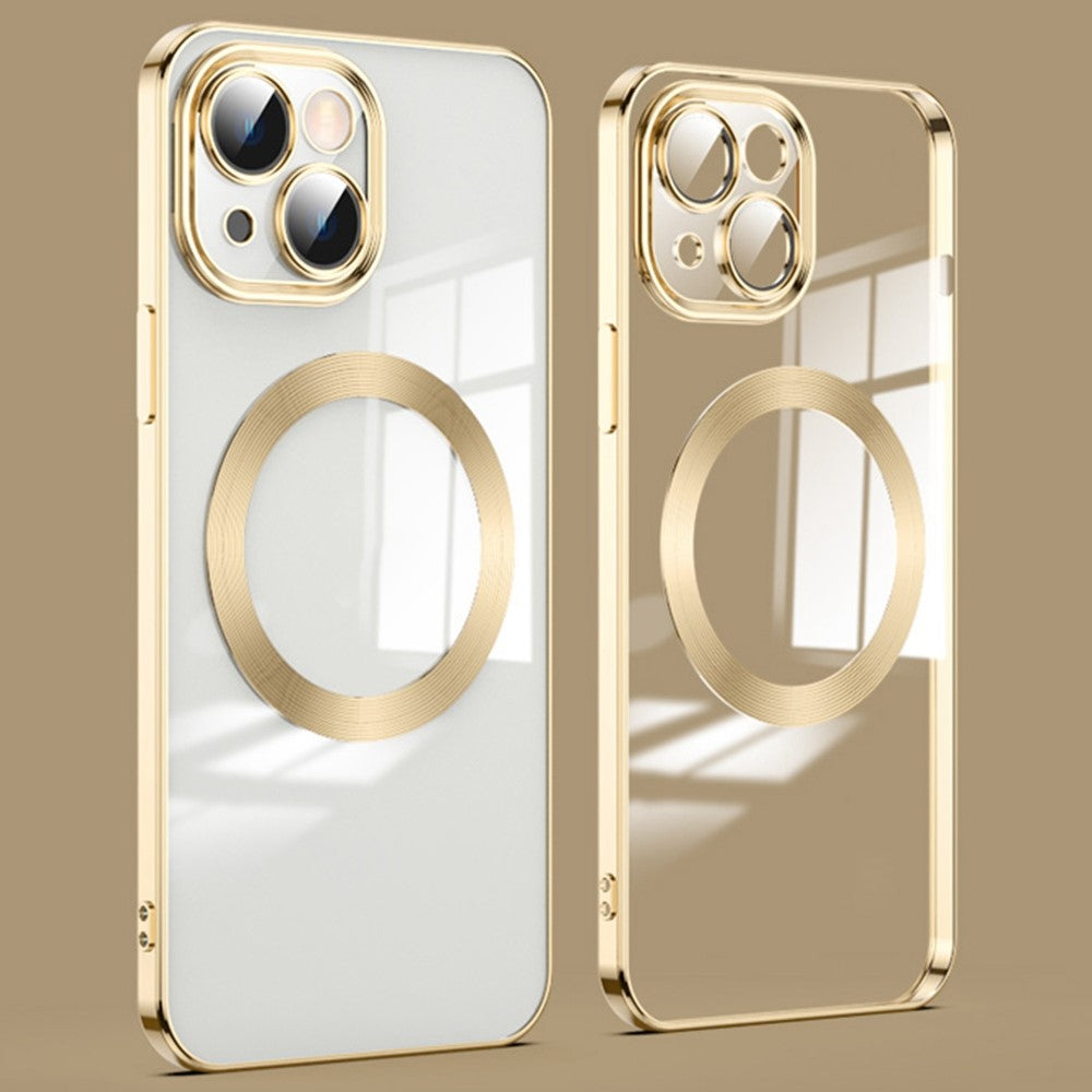 For iPhone 14 Plus Magnetic Charging TPU Phone Back Cover Ultra-Thin Phone Case with Lens Film