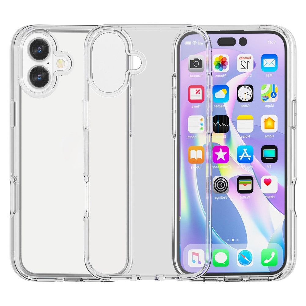 For iPhone 16 Case PC + TPU Anti-Scratch Clear Phone Cover