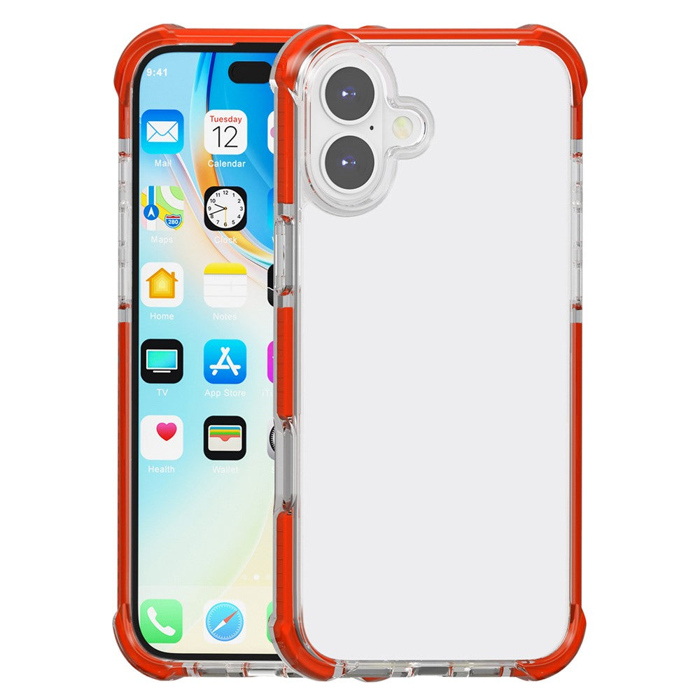 For iPhone 16 Case Four Corners Anti Drop Clear TPU + TPE + PC Phone Cover