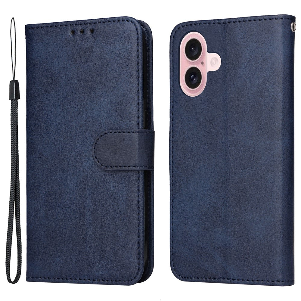 For iPhone 16 Case PU Leather Stand Phone Cover with 3 Card Slots Wallet