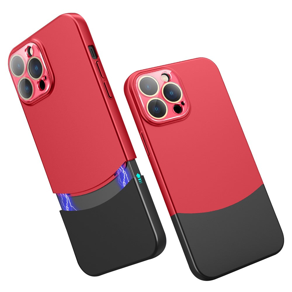 For iPhone 14 Pro Phone Case Splicing Colors Detachable 2-In-1 PC Phone Cover with Glass Lens Film