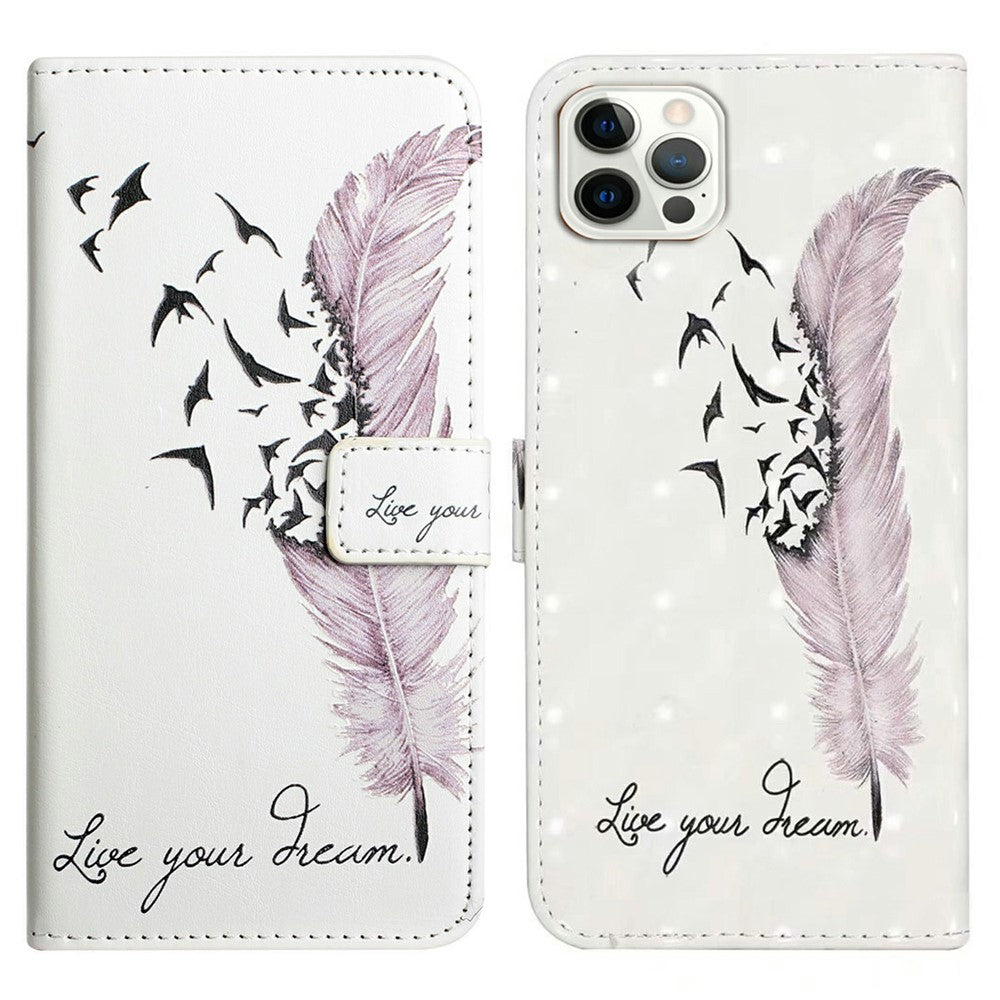 For iPhone 16 Pro Case 3D Pattern Leather Wallet Phone Cover Bookstyle Magnetic Clasp