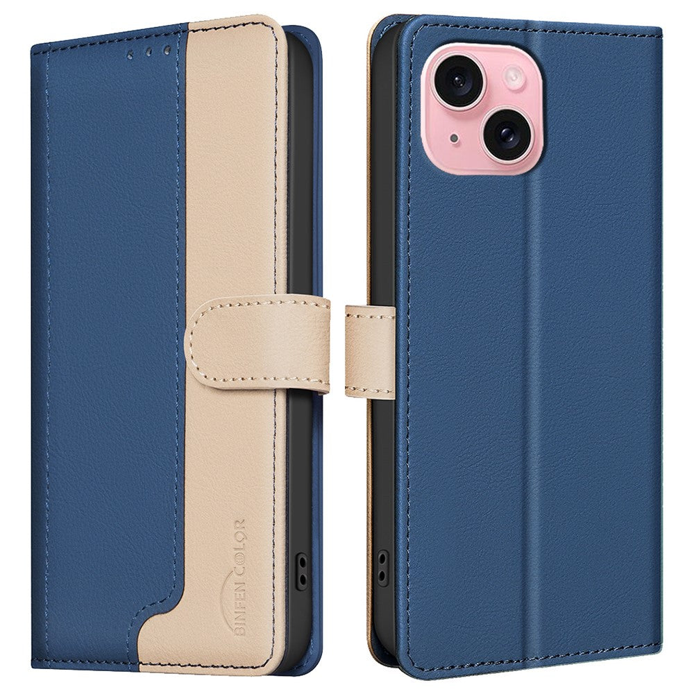 BINFEN COLOR BF33 For iPhone 15 Case Splicing Color Phone Cover RFID Blocking