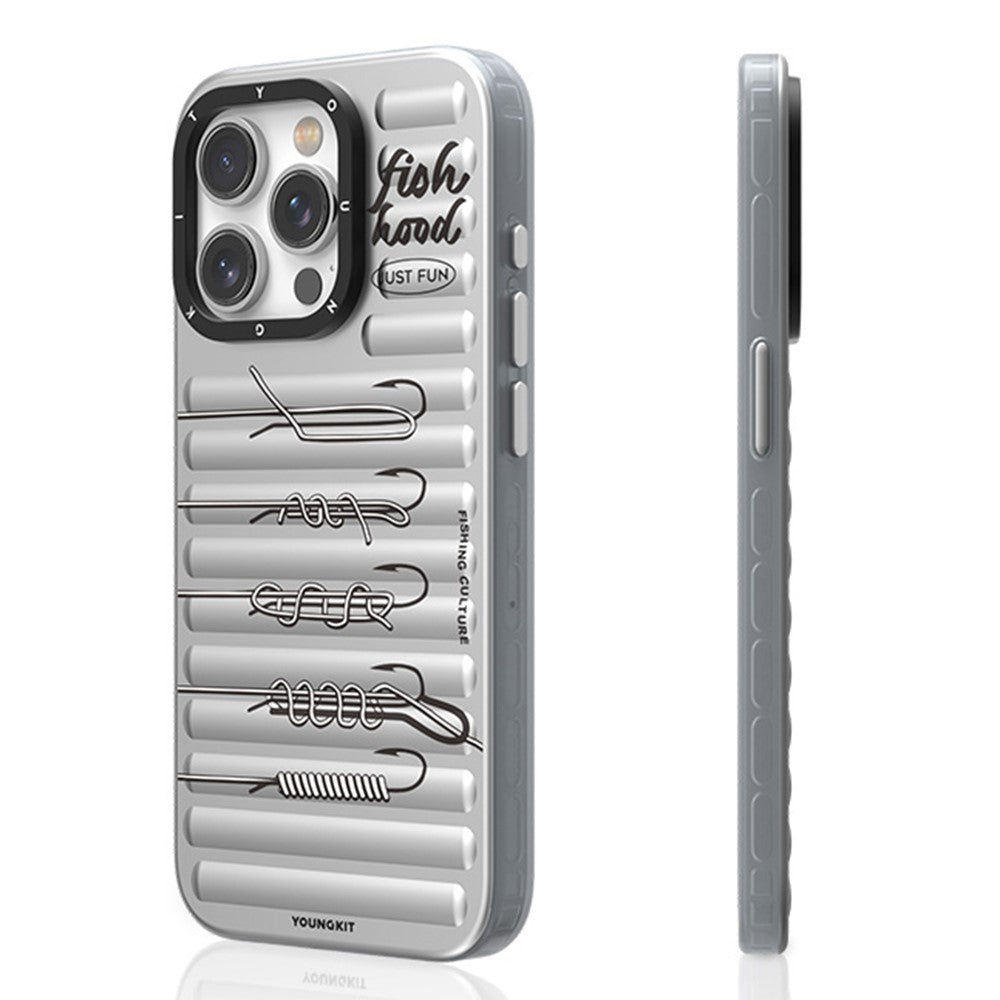 YOUNGKIT Fishing Series For iPhone 14 Pro Magnetic Case IMD Funny Pattern PC+TPU Phone Cover
