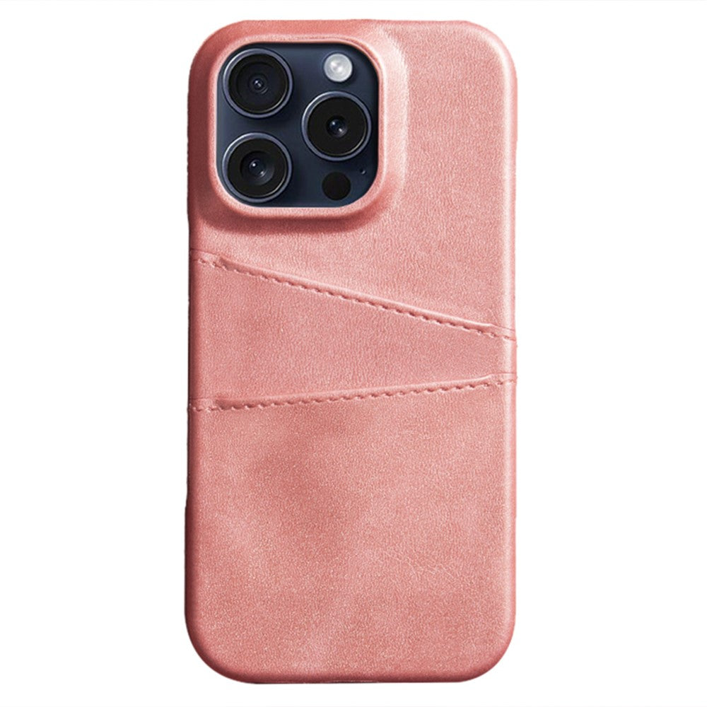 For iPhone 16 Pro Case Dual Card Slots PU Leather + Hard PC Phone Cover