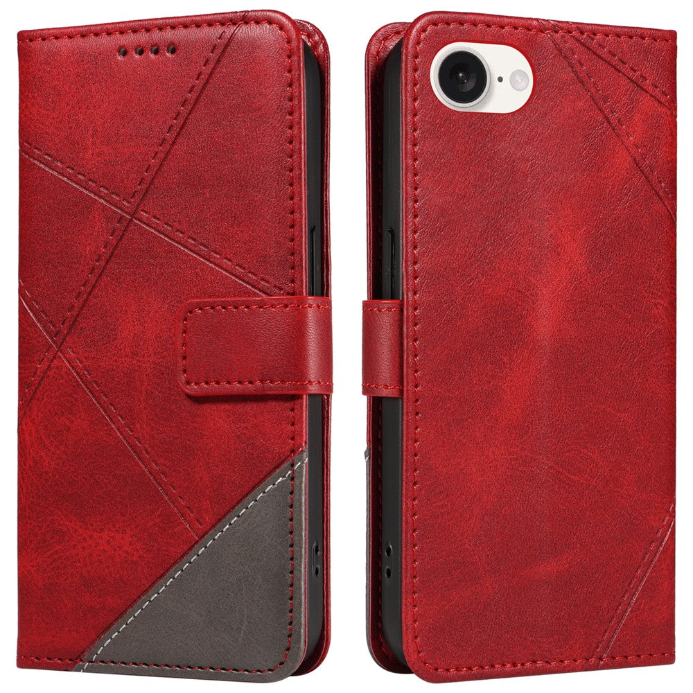 For iPhone 17e / 16e Case Leather Card Holder Phone Cover Geometric Line