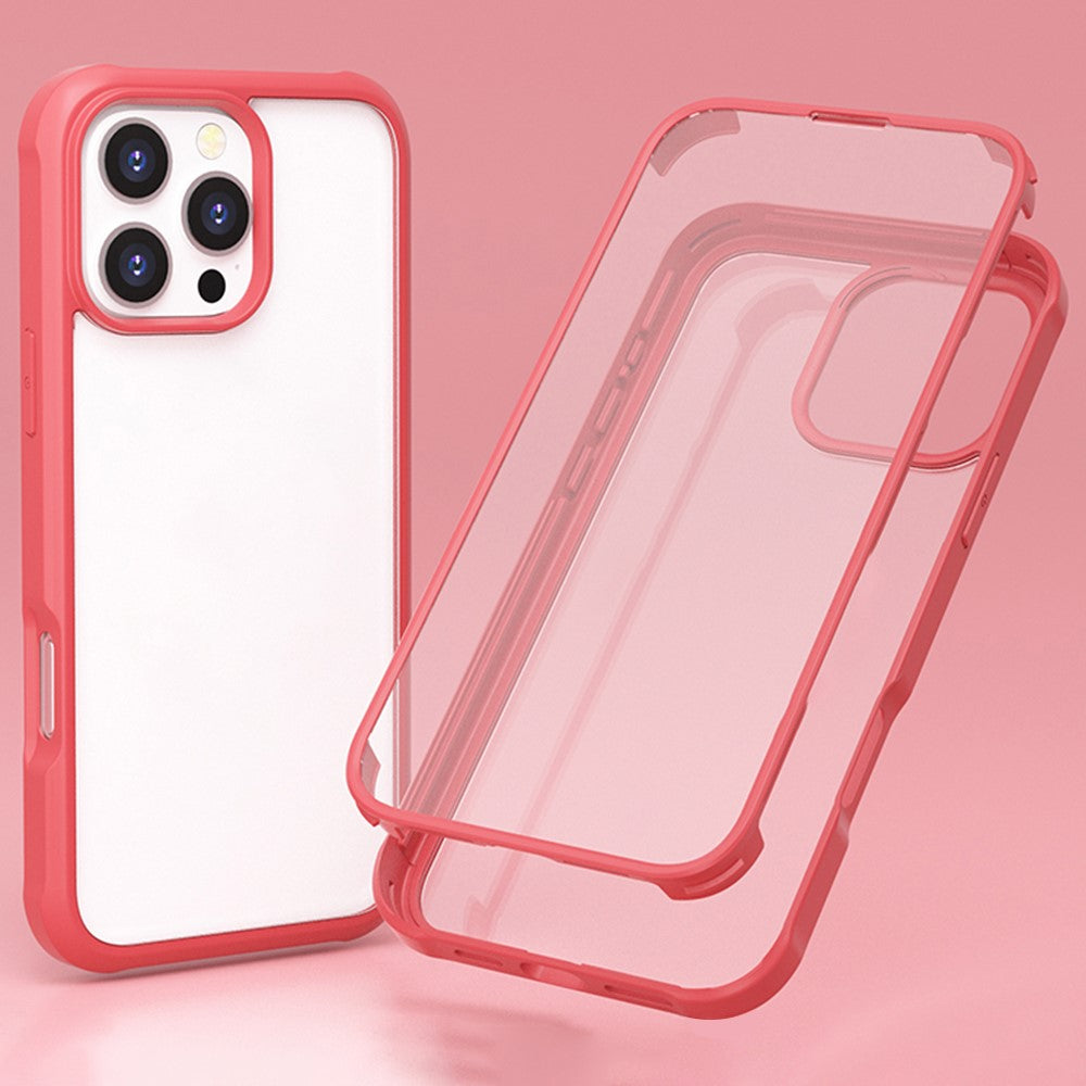 For iPhone 16 Pro Max Case Silicone+TPU Frame Double-Side 9H Tempered Glass Back Cover