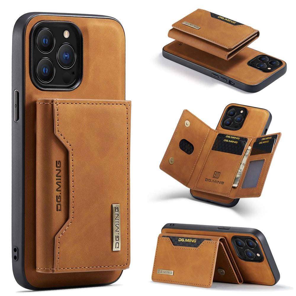 DG.MING M2 Series for iPhone 16 Pro Case PU+PC+TPU Phone Cover Detachable Wallet