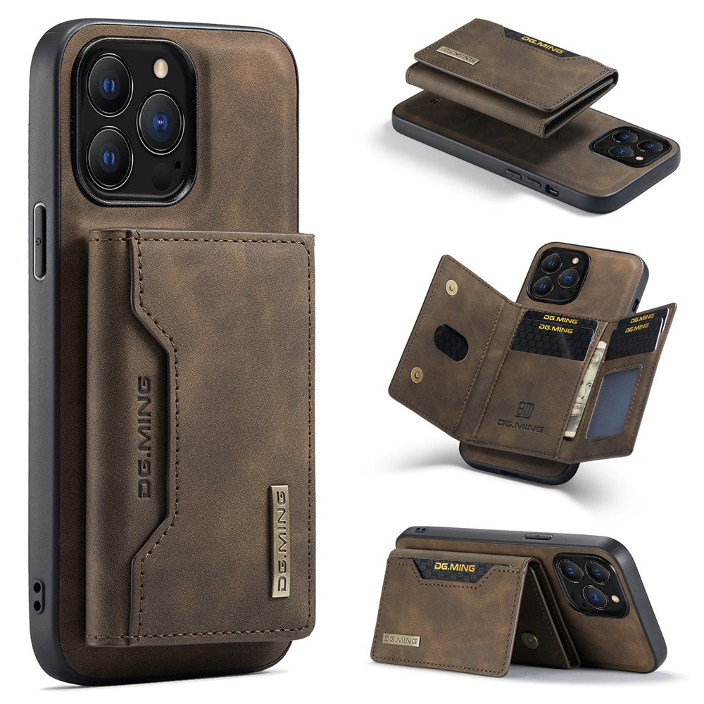 DG.MING M2 Series for iPhone 16 Pro Max Case PU+PC+TPU Phone Cover Detachable Wallet