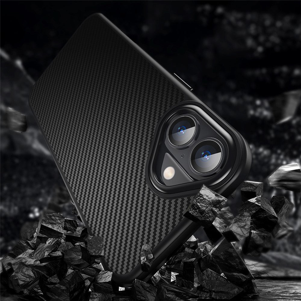 For iPhone 16 Magnetic Case Compatible with MagSafe Carbon Fiber Texture PC + TPU Cover