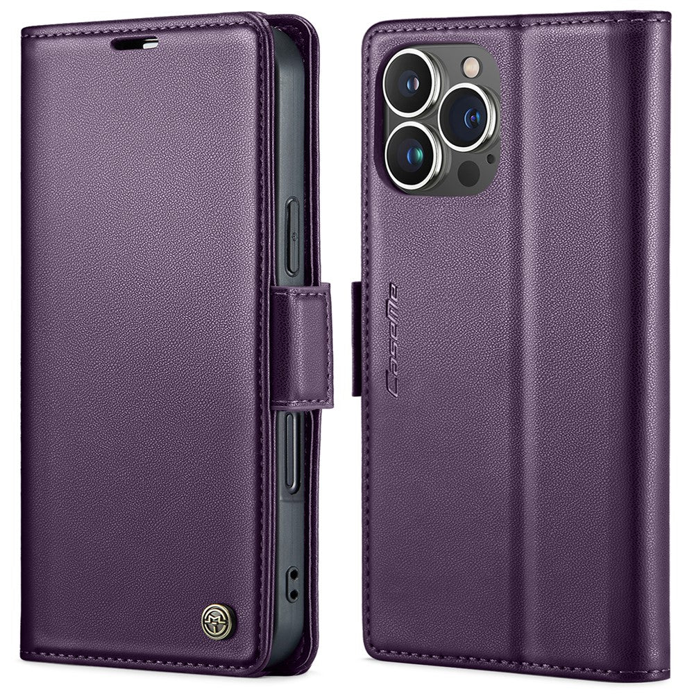 For iPhone 16 Pro Max Leather Case CASEME 023 RFID Blocking 3 Card Slot Mobile Cover