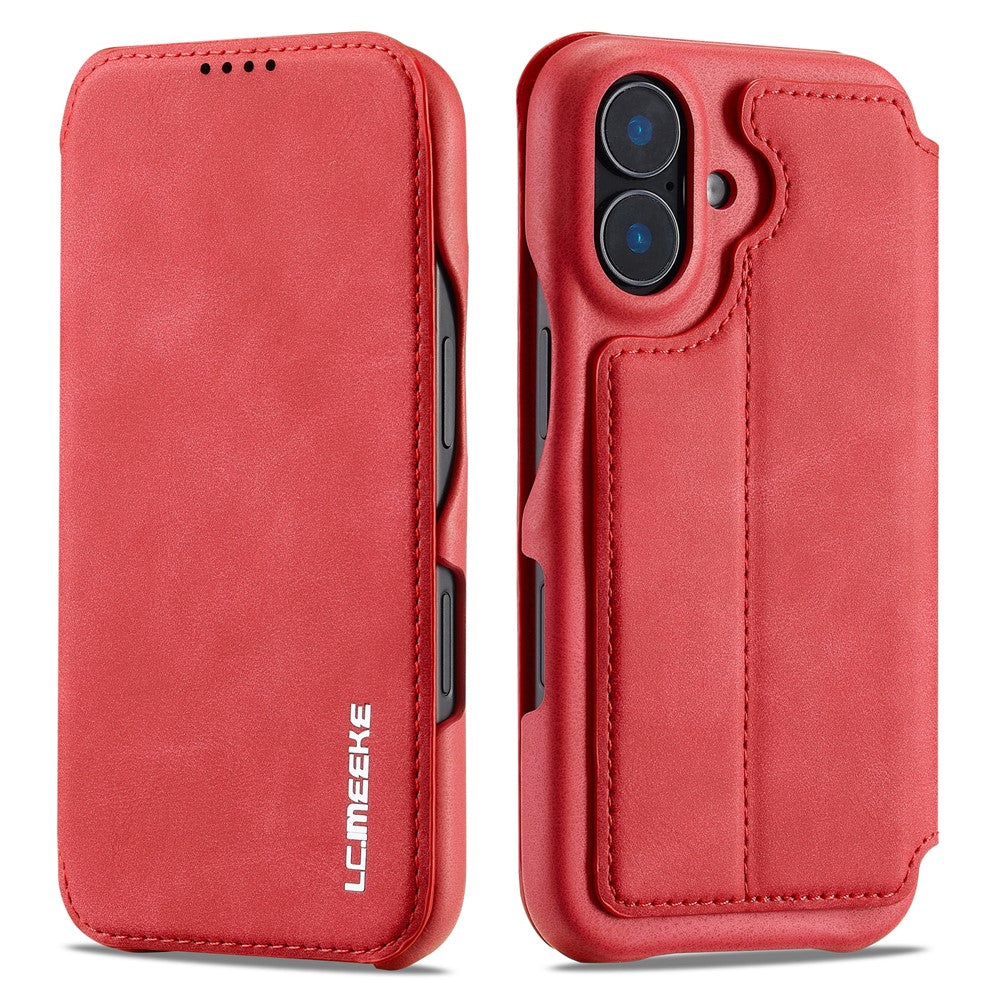 LC.IMEEKE For iPhone 16 Case Card Holder Stand Leather Phone Cover