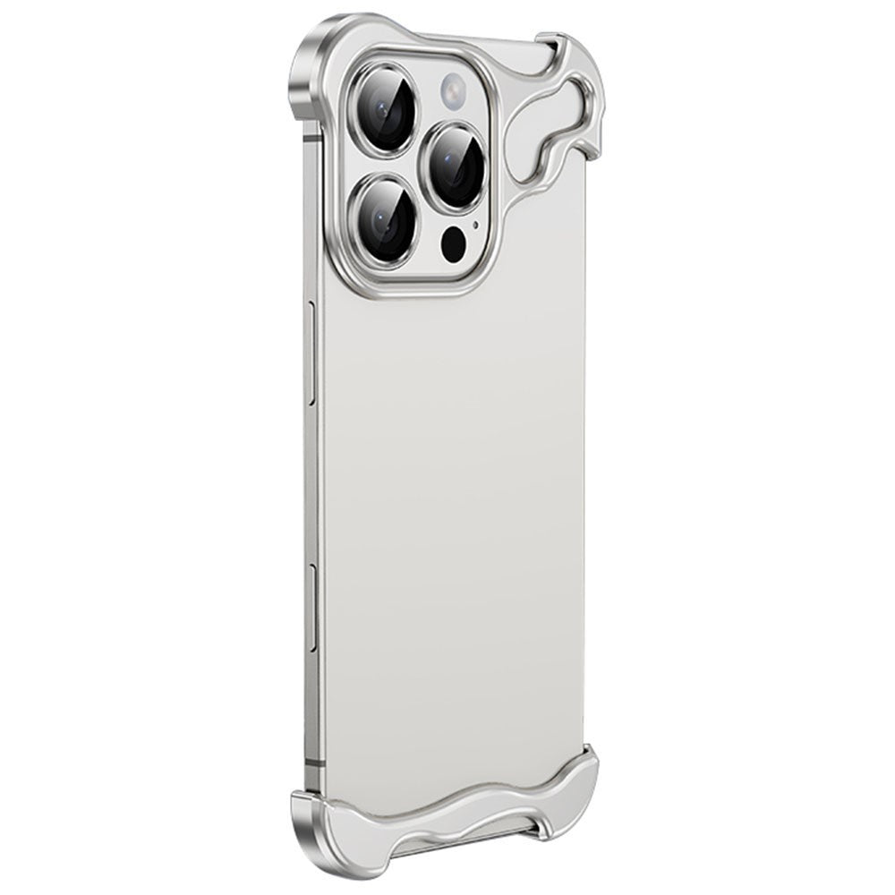 For iPhone 16 Pro Max Bumper Case Metal Frameless Shockproof Cover with Camera Lens Protector